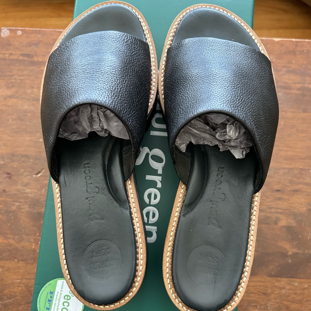 Paul Green Black Minimalist Slide Sandals